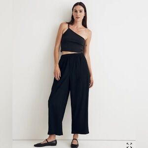 New Madewell Tall Crinkled Crepe Straight-Leg Crop Pants Size Tall Large